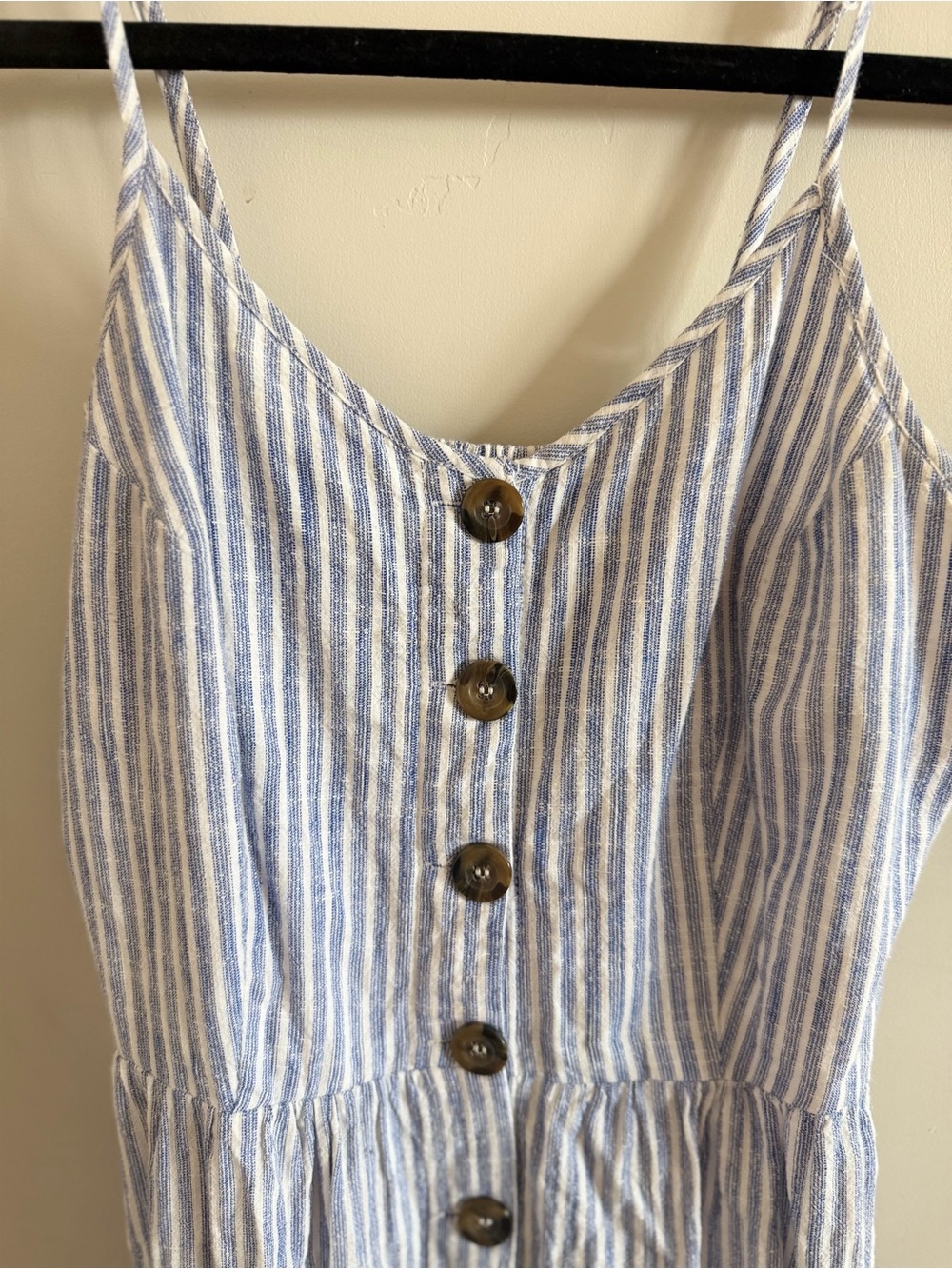 Japna Blue and White Striped Midi Dress with Buttons - Picture 4 of 15